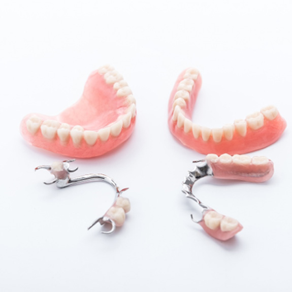 Several different types of dentures