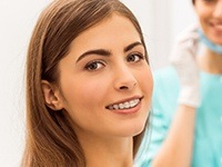 Woman with tooth-colored braces