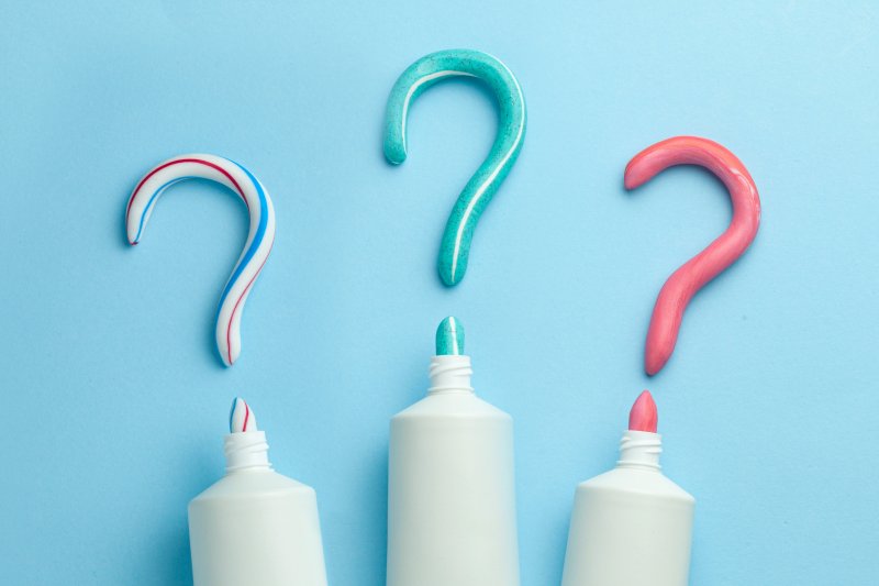toothpaste with question marks