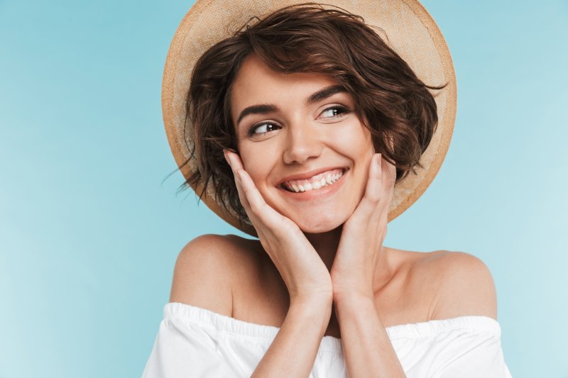 woman smiling during summer vacation