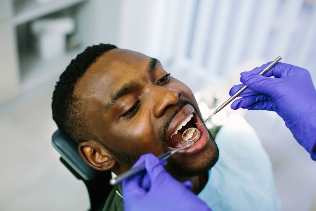 Man undergoing dental exam
